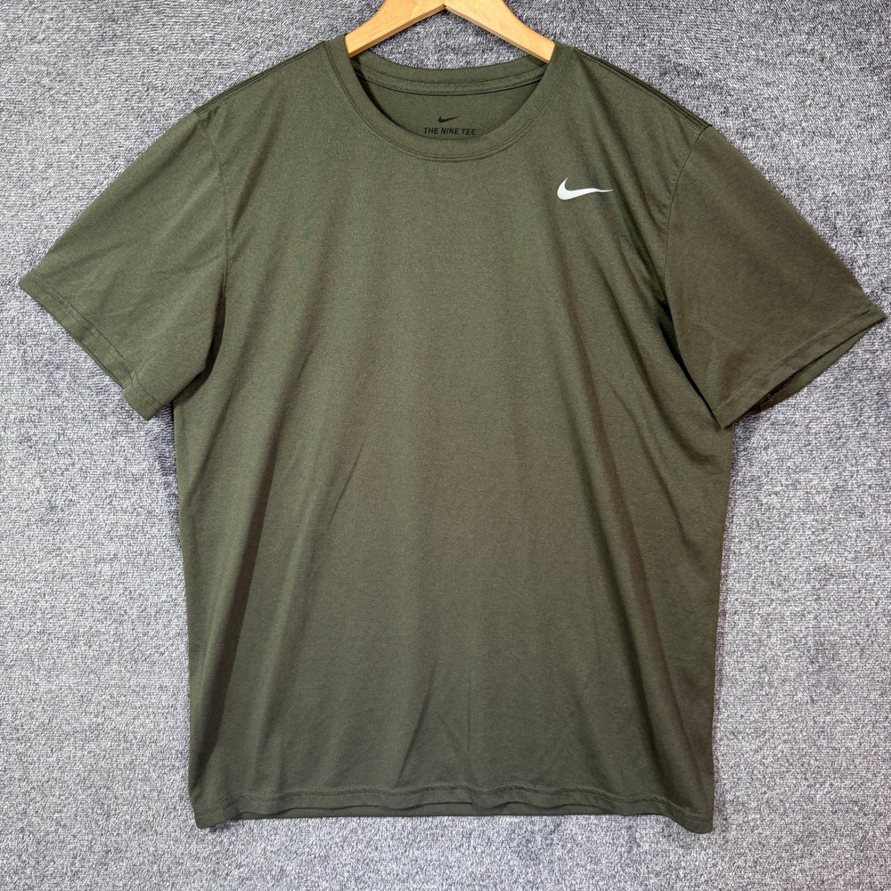 Nike Mens Dri-FIT Legend Training T-Shirt Olive Green Swoosh Size Large